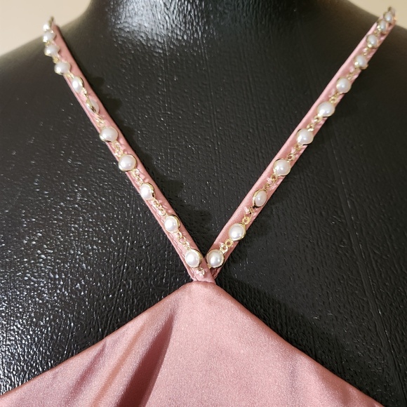 NWOT Shein Womens Pink Sleeveless Halter Full Length Maxi Dress Size L - Picture 2 of 8